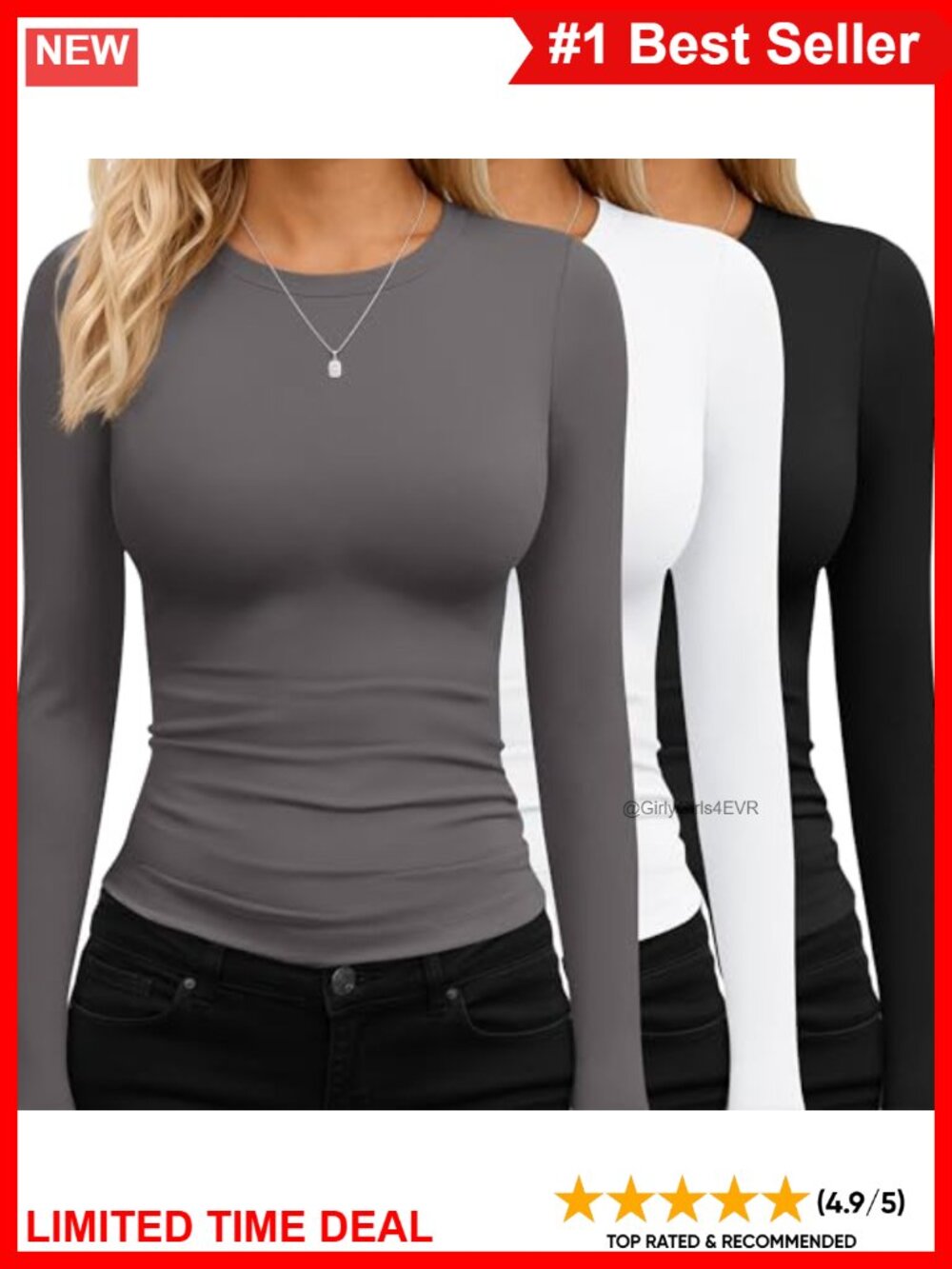 Women's Long Sleeve Crop Top Crew Neck Slim Fit Polyester Spandex